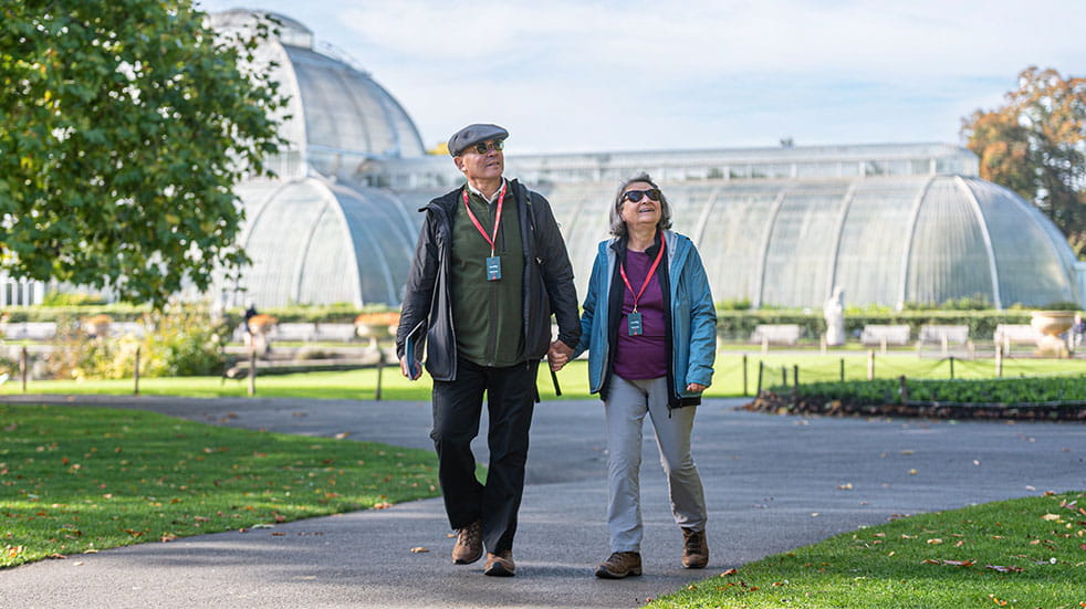 Couple outside at Kew Gardens